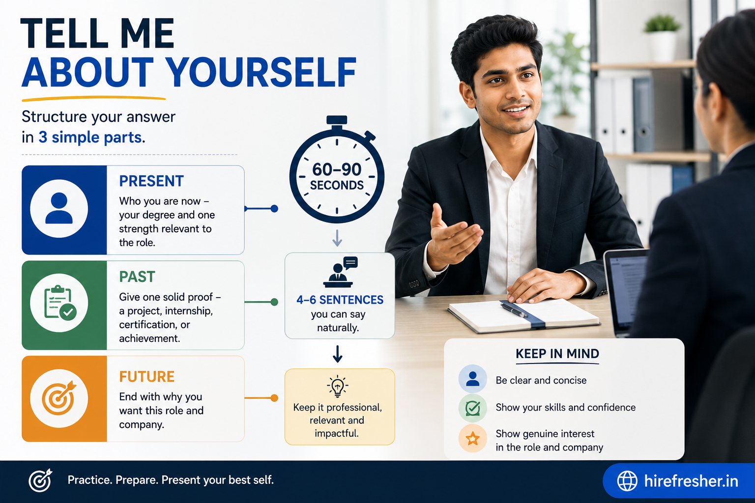 Build your answer with the Present–Past–Future formula image - Hirefresher