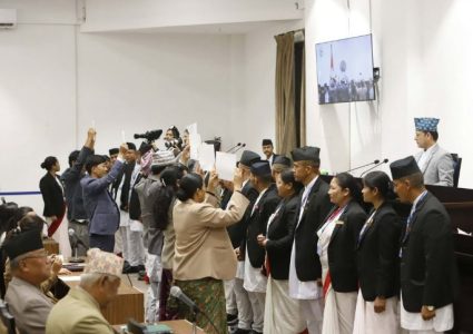 संस्कृति पार्टीका सांसदहरुको संसदमा नाराबाजी