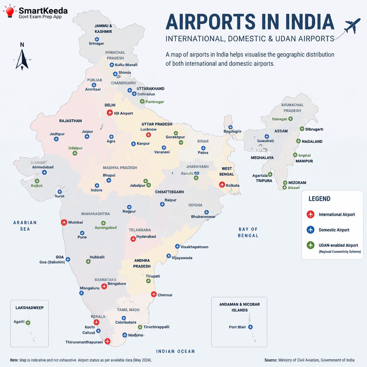 airport map of india