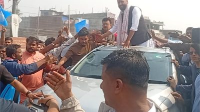 गोलबजारमा रवि लामिछानेको भव्य स्वागत, परिवर्तनको नाराले तात्यो बजार