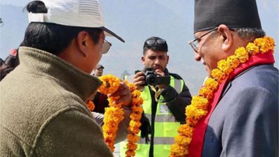 नेकपा संयोजक प्रचण्ड पुगे रूकुम पूर्व 